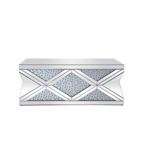 Elegant Decor 47.5 inch Rectangle Crystal Coffee Table Clear Royal Cut Crystal