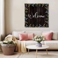 thumbnail image 3 of Welcome Leaf Wall Art Painting on Canvas, Pastoral Summer Botanical Wooden Brown Canvas Art Home Prints Wall Art Framed Modern Artwork for Living Room Bedroom Wall Decor 12x12in, 3 of 5
