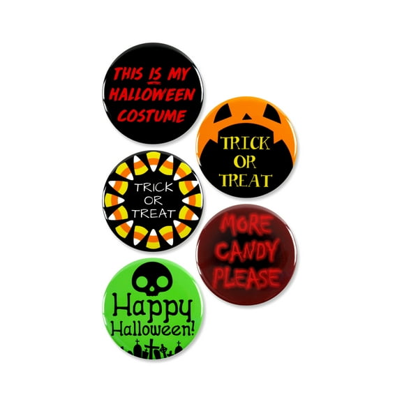 5 Pack - Happy Halloween Spooky Halloween Pinback Buttons 2.25 Inch