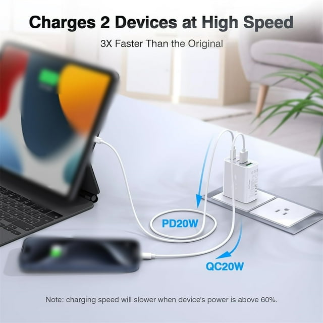 Lot de 2 USB C Charger Cube - Bloc de Charge Rapide 4 Ports avec PD+QC, Compact et Portable