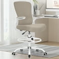 thumbnail image 3 of COOLHUT Home Office Chair with Flip-up Armrests for Standing Desk, Ergonomic Computer Office Desk Chair with Adjustable Foot Ring, Office Desk Chairs with Adjustab Lumbar Support, Khaki, 3 of 11