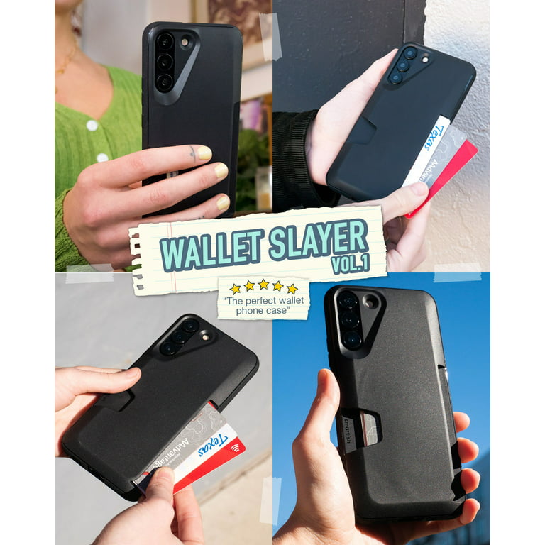 Smartish iPhone 15 Wallet Case - Wallet Slayer Vol. 2 [Slim + Protective] Credit Card Holder with Kickstand - Black Tie Affair