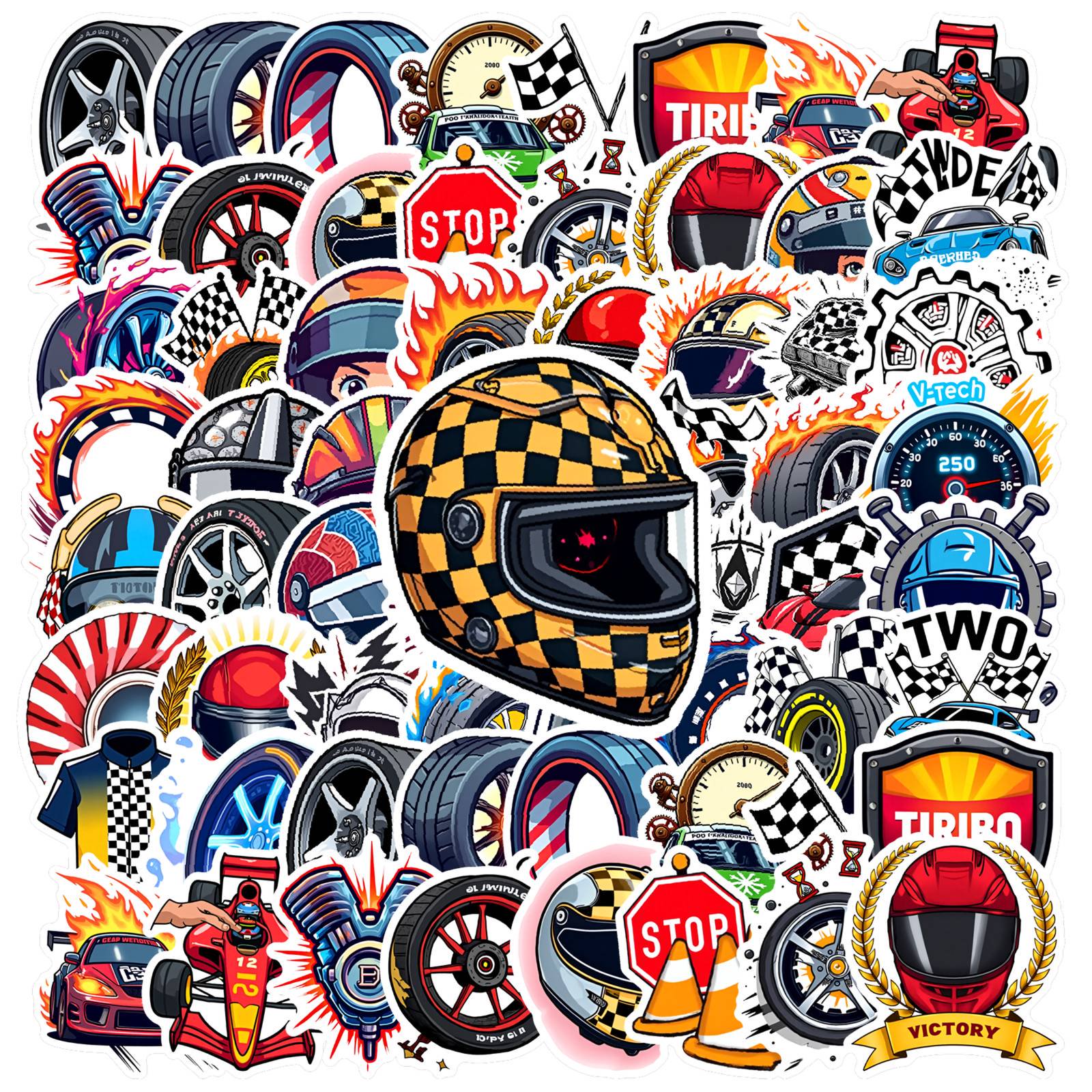 35pcs-50pcs Racing Stickers Sporty Decals Wheel Graffiti Race Equipment Stickers for Cars Suitcase Guitar