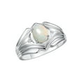 thumbnail image 4 of RYLOS Men's Rings Sterling Silver Rings Classic Designer Style 9X7MM Oval Gemstone & Diamond Ring Opal October Birthstone Rings For Men Size 13, 4 of 7