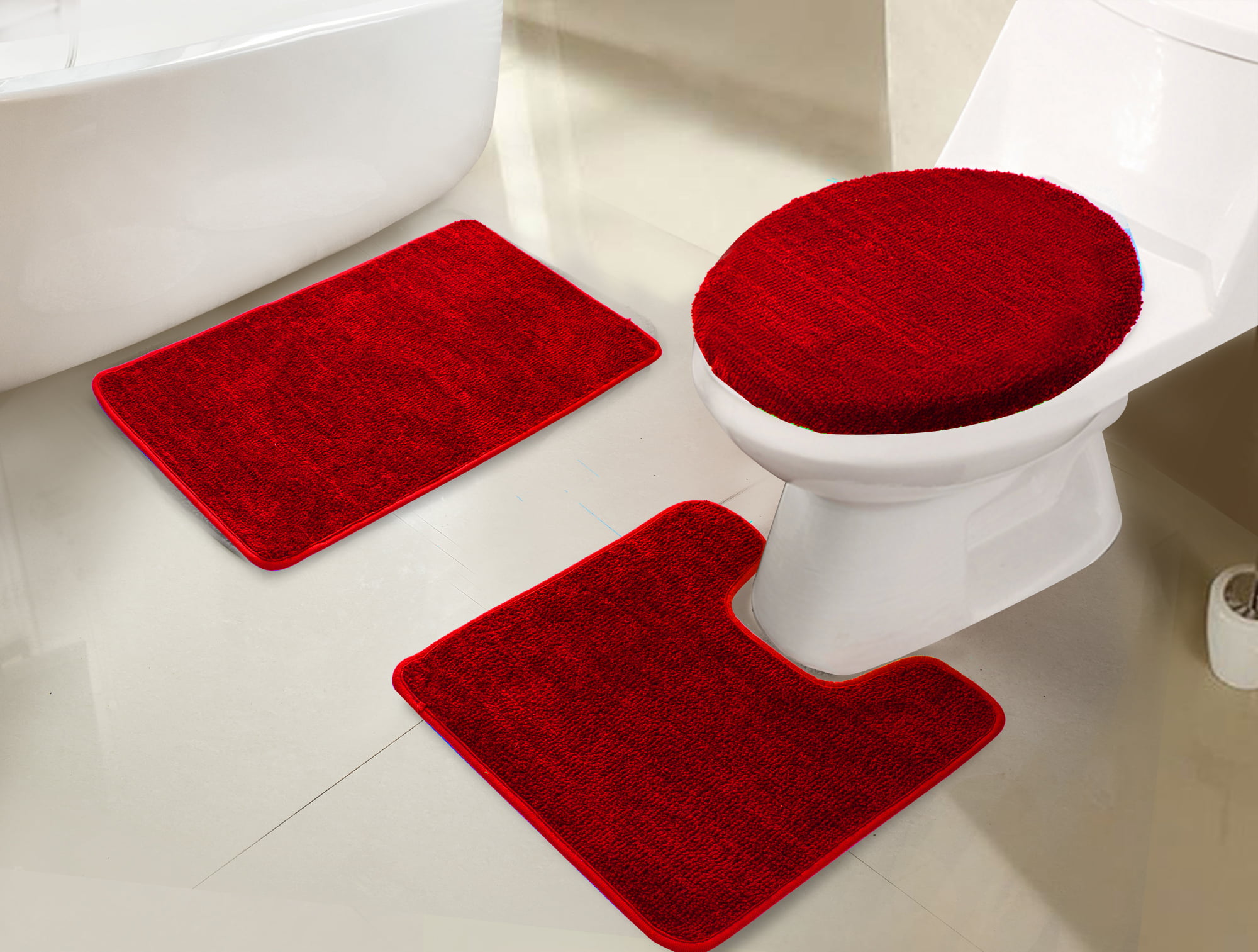 Imperial 3Piece Bath Rug Set in Red