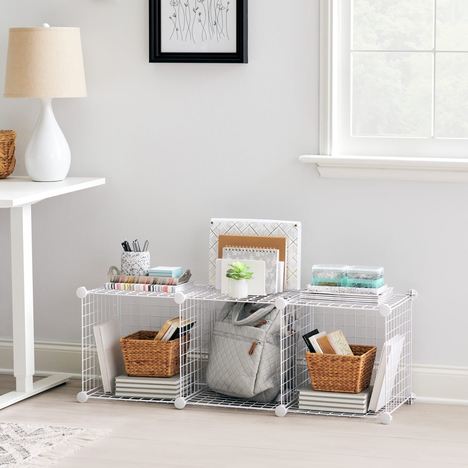 Rubbermaid 3-Piece Stackable Modular Storage Cube Set, White