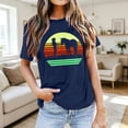 thumbnail image 2 of Wang6 Women's Plus Size Graphic Tees Summer Western Cowboy Printed Printed Loose Fit Tops Trendy Short Sleeve Going out T Shirts 0629LiNavy1 XL, 2 of 5