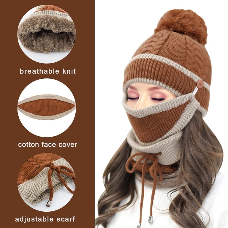 4PCS Womens Winter Headwear Combo: Beanie Hat, Scarf, Gloves  display picture 1