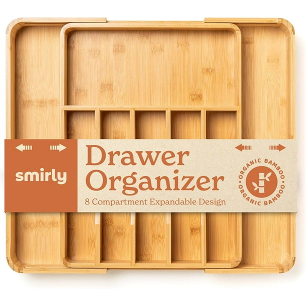 Organizador de cajones para cubiertos SMIRLY, de bambú, ajustable