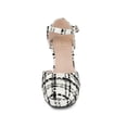 thumbnail image 5 of BLISSFUL STEP Inspired Women's Plaid Platform Ankle Strap Block Heel Mary Janes Pumps Black White 8, 5 of 7