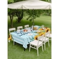 thumbnail image 4 of Outdoor Tablecloth with Umbrella Hole for Patio/Picnic/Party/Camping, Sunflower Waterproof Table Cloth Rectangle Table Cover Washable, Summer Botanical Yellow Floral Blue Striped (52"x 70"), 4 of 8