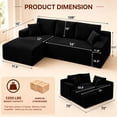 thumbnail image 2 of Aukfa 108" Cloud Sectional Sofa Deep Seat Boneless Couch Modular L-Shaped Couch, Oversized Left Chaise Corduroy Sofa for Living Room, Black, 2 of 9