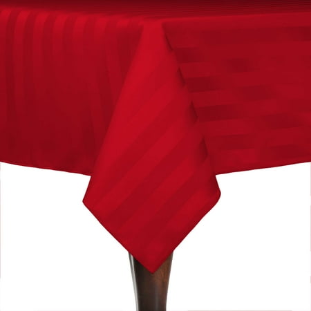 

Ultimate Textile (3 Pack) Satin-Stripe 60 x 90-Inch Rectangular Tablecloth - for Wedding and Catering Hotel or Home Dining use Red