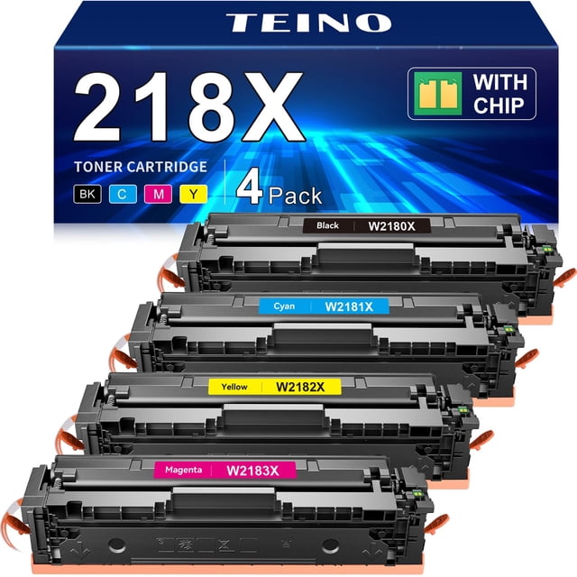 Cartucho de tóner TEINO 218X, paquete de 4 con chip para HP