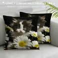Daisies and Dog，Printed Throw Pillow Cushion Covers Used for Sofa, Bed