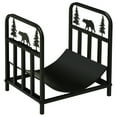 thumbnail image 1 of Outsunny Firewood Rack with Bear and Pine Tree Design, Log Holder, Black, 1 of 9