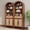 2pcs 78" walnut, variant on LEFHDA 71" Tall Bookshelf, Arched Bookcase with Doors, Mid-Century Modern 6-Tier Bookshelf with Storage, Rattan Open Display Storage Shelf Bookshelf for Living Room Bedroom & Classroom(walnut)