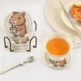 thumbnail image 5 of Capybara Gift 6 Pcs Drink Coasters with Holder Absorbent Coasters Woven Coasters for Drinks Table Desk Protection Home Decor, 5 of 7
