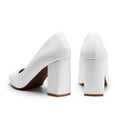 thumbnail image 4 of Burudani Women's High Chunky Heel Pump Closed Toe Block Heels Slip On Dress Pumps Shoes WHITE Size 10, 4 of 9