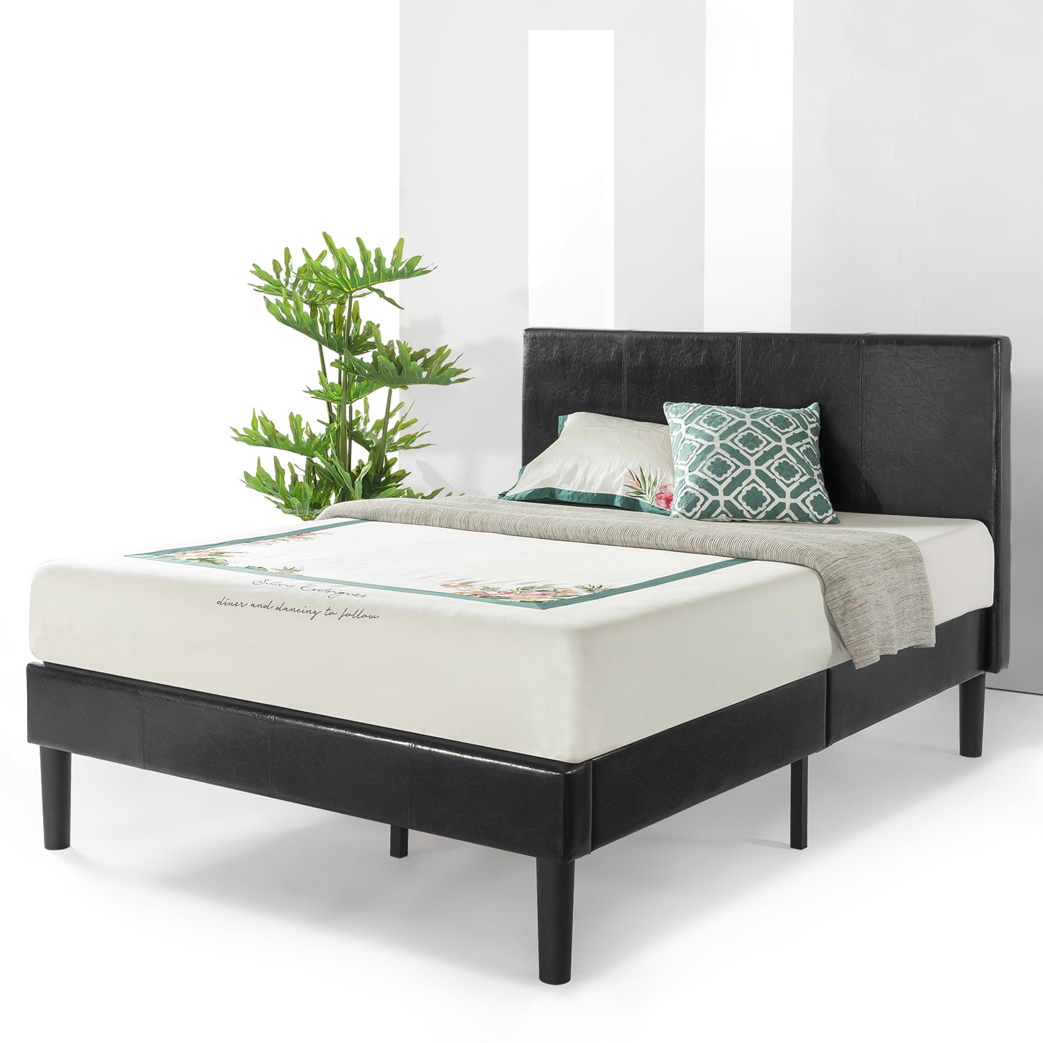 Best Price Mattress Agra Grand Upholstered Faux Leather Platform Beds