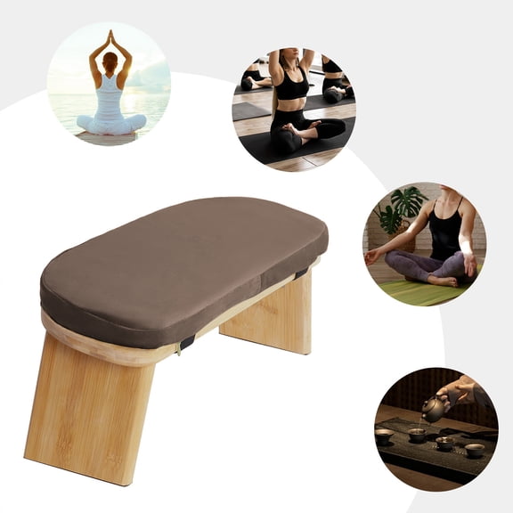 DUYIWAA Foldable Ergonomic Meditation Stool Bamboo Meditation Bench Kneeling Meditation Bench Prayer Kneeler Chair