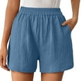 thumbnail image 2 of Summer Shorts for Women Lightweight Elastic High Waisted Loose Casual Crinkle Beach Shorts with Pockets, 2 of 9
