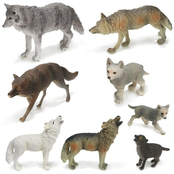 Figuras Skylety Wolves, animal lobo, juguete, suministros para fiestas, 8 unidades