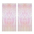 thumbnail image 1 of 2 Pcs Rideau à Franges Iridescent XtraLarge, 3.28x8 Pieds-Feuille de Fond Iridescent / Fond Holographique, Fournitures de Fête Iridescent / Rideaux à Franges en Feuille de Sirène Décorations de Fête, Fond à Franges Rose, 1 of 4