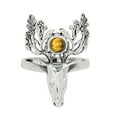 thumbnail image 1 of Deer Face - Natural Tiger Eye 925 Silver Ring Jewelry s.6 ALLR-23238 DERP1, 1 of 1