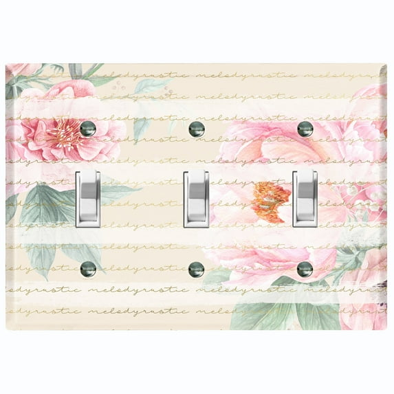 Metal Light Switch Plate Cover Elegant Floral Musical Damask Beige FLW115