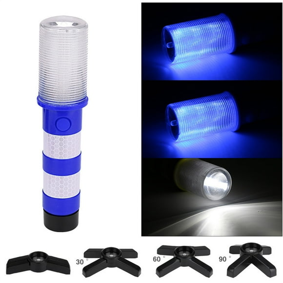 Powerful Flashlight With Storage Case Waterproof Safety Strobe Light Road Traffic Torch Focusing Professional Camping Supplies Blue
