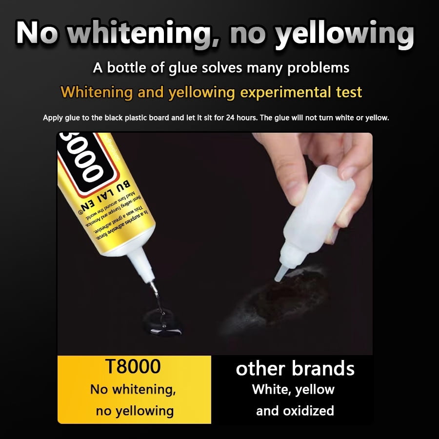 12 Count Upgrade T-8000 3.88oz Transparent Elastic Adhesive, Heavy Duty Bonding Glue for Plastic, Rubber, Jewelry, Cell Phone Repair and Household Daily Maintenance