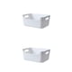 thumbnail image 1 of Yuarrent Caja de almacenamiento con asa, contenedor de plástico duradero, cesta organizadora, asa de almacenamiento portátil de PP, blanco 2piezas, 1 of 6