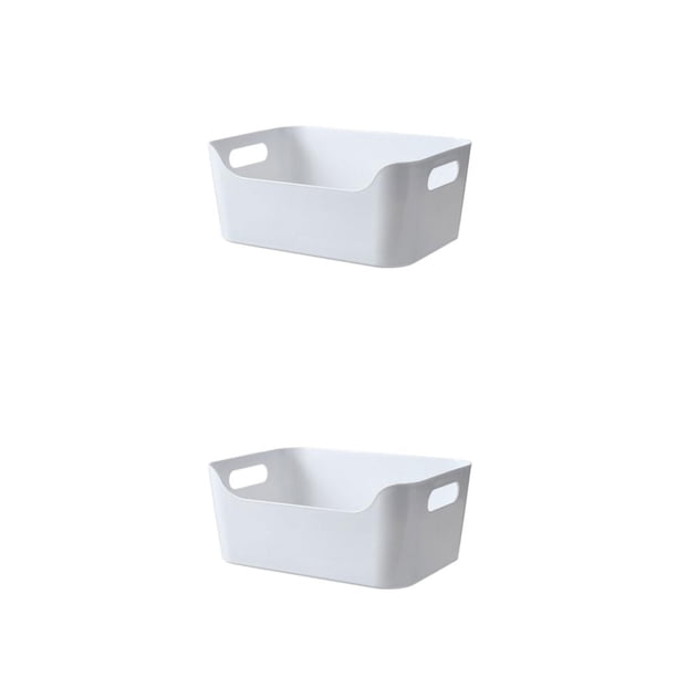 Yuarrent Caja de almacenamiento con asa, contenedor de plástico duradero, cesta organizadora, asa de almacenamiento portátil de PP, blanco 2piezas