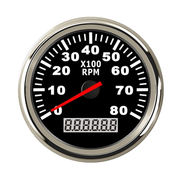 0-3000 4000 6000 RPM Tachometer Marine 85mm Tacho Meter Gauge With LCD Hour Meter 12V/24V Red Backlight For Car Boat Truck Auto ,Easy to Install