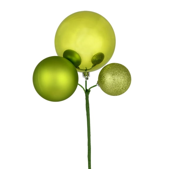 Vickerman 18" Lime Ball Ornament Christmas Pick, Set of 3