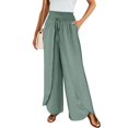 thumbnail image 2 of Women's Gaucho Pants Wide Leg High Waisted Sweatpants Soft Cute Joggers Flowy Vacation Pant 2026, Turquoise L, 2 of 7