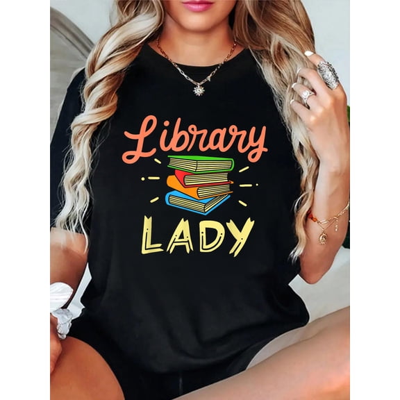 Library Librarian Relaxed Fit Classic Comfort Cotton T-Shirt Women's Men's Graphic Tee Crew Neck summer vacation Tops