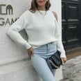 thumbnail image 6 of Fesfesfes Women Sweater Casual Solid Round Neck Long Sleeve Loose Sweater Fall Blouse Tops Under $10, 6 of 9