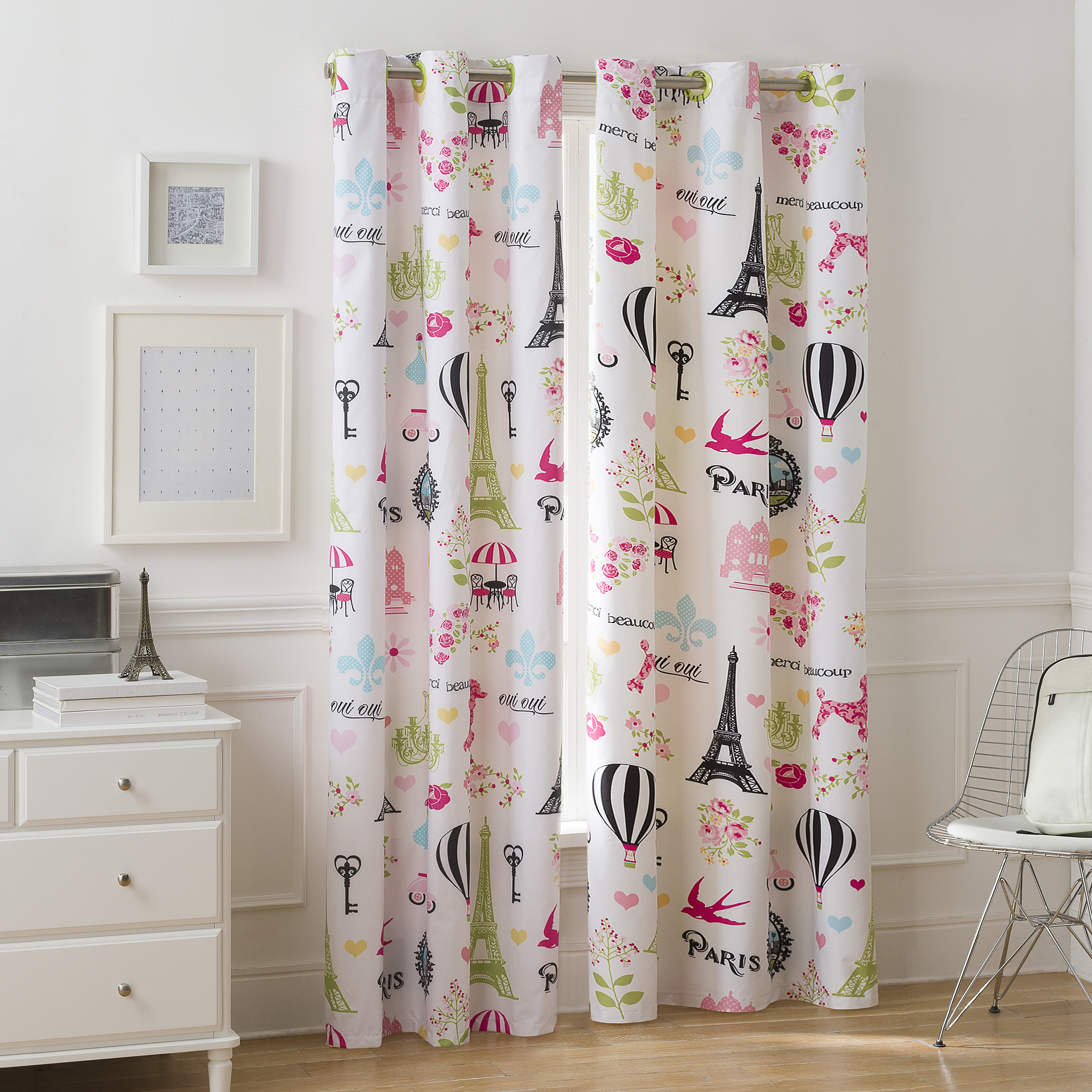 Your Zone I Love Paris Room Darkening Grommet Top Single Curtain Panel, 42 in x 84 in