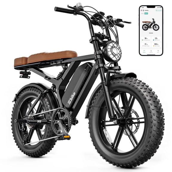 Electric Bike for Adults, Peak 1500W E Bicycles, E-Mountain Bike, 48V15AH Battery, 20"×4.0 Fat Off-Road Tires, SGS, APP Control
