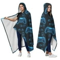 thumbnail image 2 of Wearable Blanket,Neon Controllers Games Icons Black Pattern Hooded Wearable Sherpa Blanket for Adults & Teens,Winter Poncho Shawl Wrap Cape Thick Warm,50"x60", 2 of 5