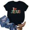 thumbnail image 2 of Blouses pour Femmes Mode Imprimé Manches Courtes Blouse Drôle Col Rond T-Shirt Tops, 2 of 3