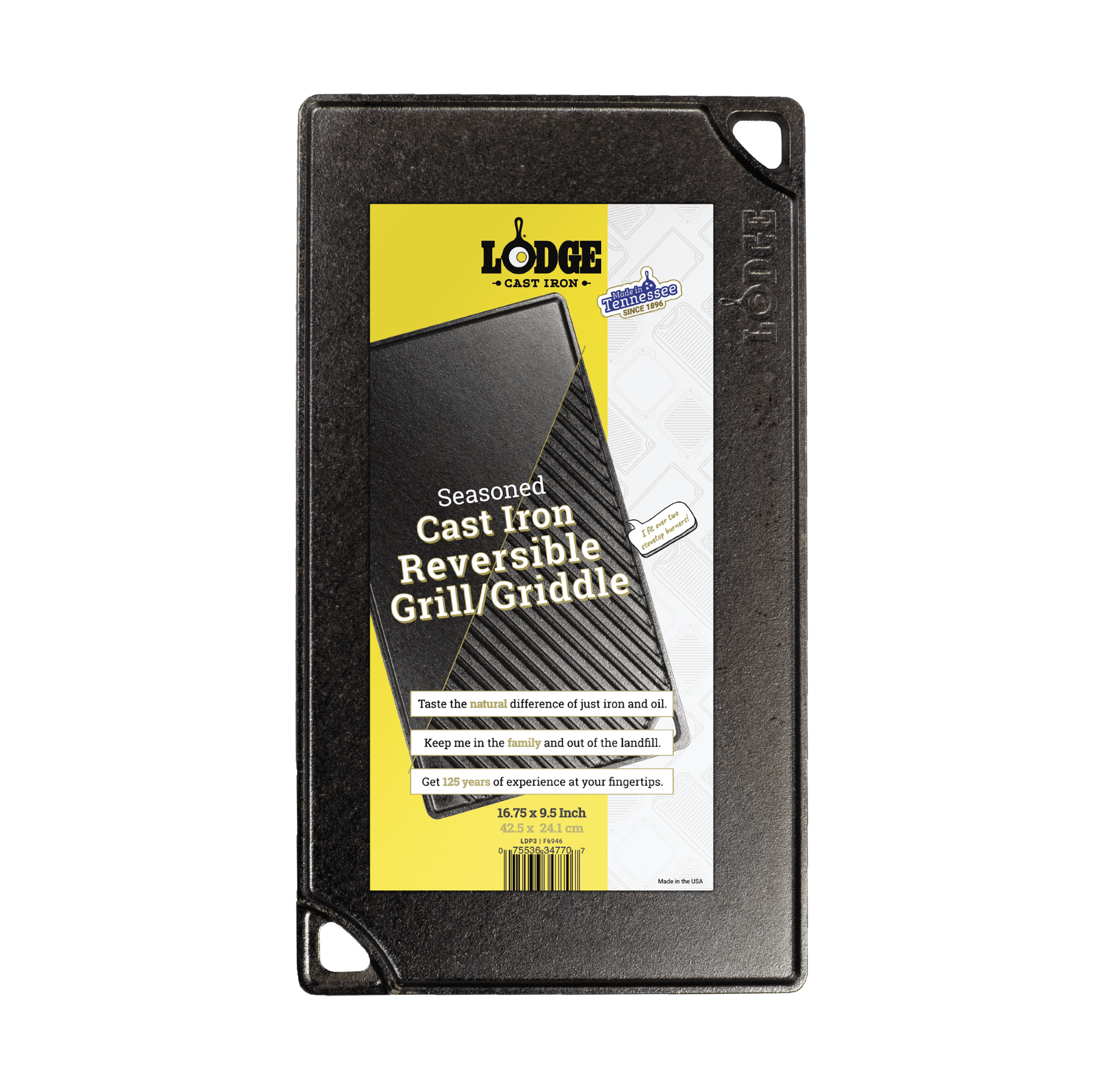 Lodge Cast Iron Seasoned Double Play Reversible Grill/Griddle