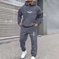 thumbnail image 2 of Sweatsuits Men 2 Piece Outfit Fall Winter Casual Jogging Loose Plus Size Sweatshirt And Sweatpant Letter Print Sportswear Set, 2 of 5