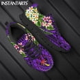 thumbnail image 1 of Zapatillas de deporte de primavera con estampado tribal polinesio de hibisco y plumeria de Chuuk para mujer, zapatos planos con cordones para caminar, 1 of 6