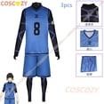 thumbnail image 3 of Disfraz de Cosplay de Anime Blue Lock Bachira Meguru, camiseta de fútbol, ropa deportiva, uniforme azul, traje de fiesta de Navidad y Halloween, 3 of 5