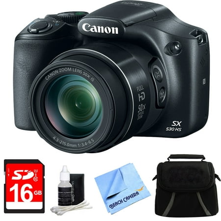 Canon PowerShot SX530 HS 16MP 50x Opt Zoom Full HD Digital Camera Black Deluxe Bundle. Includes 8GB Secure Digital SD Memory Card, Compact Deluxe Gadget Bag, 3pc. Lens Cleaning Kit, and 1 Piece (Best Macro Compact Digital Camera)