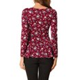 thumbnail image 4 of Allegra K Women's Printed Scoop Neck Long Sleeves Peplum Blouse, 4 of 7