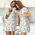 thumbnail image 4 of Naloa Hand Drawn Rabbit Print Women Nightgowns,Womens Loungewear,Short Sleeve Sleepwear,Comfy Ladies Nightdress, 4 of 6